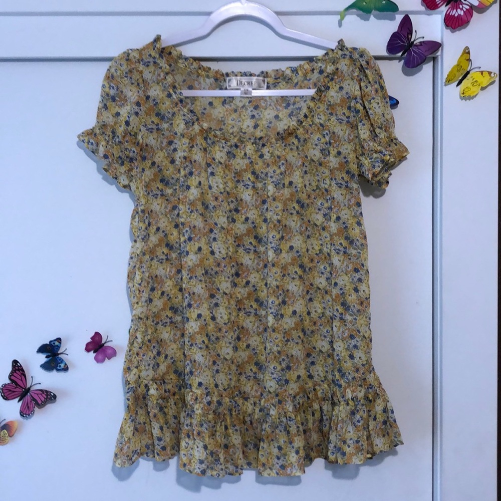 🛍 Decree, floral, sheer blouse with ruffles